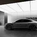 White Kia GT-Line Car in Modern Showroom With Wooden Ceiling White Lighting and Gray Floor