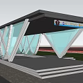 Modern Central Station With Glass Structure Open Platform And Geometric Canopy Design 3d model