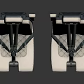 Furniture Seats In Beige Quilted Pattern With Seat Belts And Metal Base