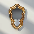Elegant Golden Ornate Mirror With Unique Frame Design Hanging On Wall