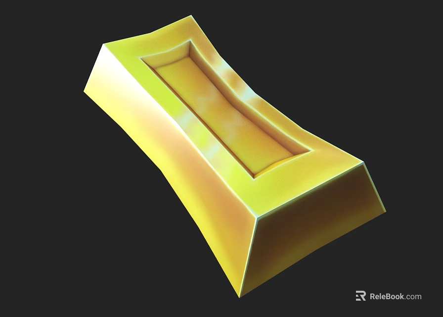 Yellow Rectangular Soap Dish With Concave Design For Bathroom Daily Use 3d model 