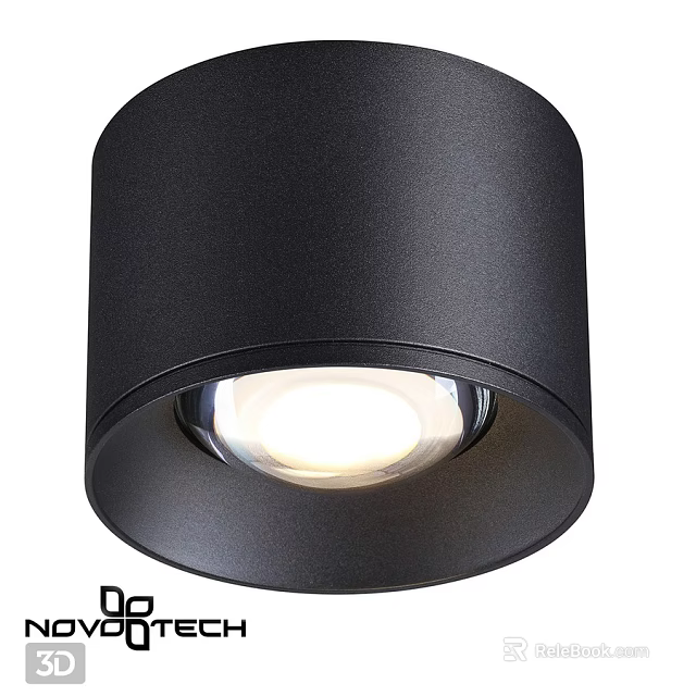 Modern Black Ceiling Light with Illuminated LED and Sleek Design 3d model 