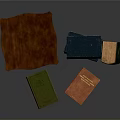 Small Brown Wooden Bookcase With Colorful Books And Stacked Volumes On Dark Table