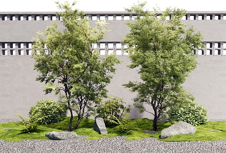 landscape tree arbor plant pile plant combination shrub green plant stone 3d model