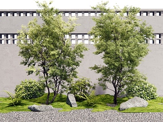 landscape tree arbor plant pile plant combination shrub green plant stone 3d model