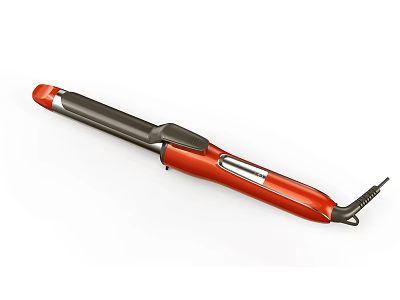 Red And Black Curling Iron Hair Styling Tool With Ergonomic Handle 3d model