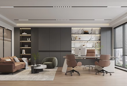 General Manager Office Cabinet Desk Sofa 3d model