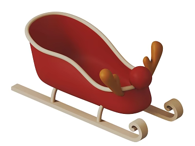 Modern Christmas Sleigh Santa Claus Sleigh Ski Tools Children's Toys Decorative Ornaments 3d model
