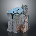 Natural Wooden Stone Decorative Stump Sculpture With Rustic Texture And Artistic Design