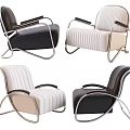 Modern Single Sofa Design With Black And Beige Leather Upholstery And Metal Frame