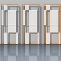 Modern Three Swing Doors With Wooden Frame And White Panel Interior Design 3d model