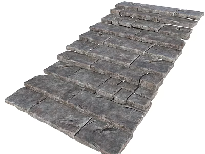 Natural Gray Stone Steps Landscape With Interlocking Slabs And Textured Surface 3d model