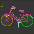 Yellow Classic Bicycle With Pink Seat Front Basket And Retro Design
