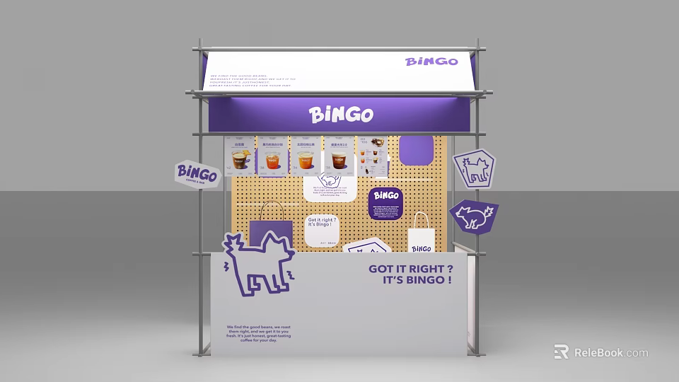 Bingo Themed Interactive Area With Display Stand Drink Images And Cartoon Dog 3d model 