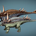 Three Realistic 3D Armored Dinosaurs With Spiked Bodies And Colorful Scales