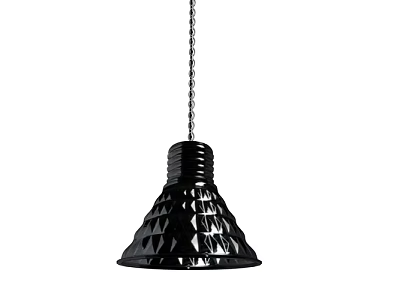 Black Cone Shaped Pendant Light With Geometric Texture And Hanging Chain 3d model