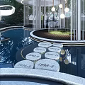 Modern Pergola Outdoor Design With Pool Circular Stone Slabs And Year Numbers
