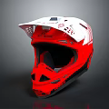 Red And White Motocross Helmet With Ventilation Holes And Safety Features
