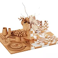 Elegant Decorative Ornament Set For Dining Table With Plant Gold Accents Wine Glasses And Tableware