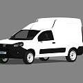 White Commercial Van With Single Cab Black Accents On Gray Floor Dark Background