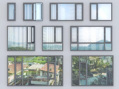 Aluminum Casement Windows for Modern Homes with Clear Glass and Open Views 3d model