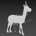 Realistic Standing Antelope With Long Horns And Brown Coat In Natural Pose