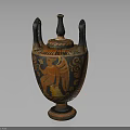 Ancient Decorative Vase With Two Handles Lid And Painted Figures Design 3d model