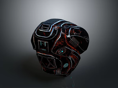 Futuristic Mechanical Weapon Design With Black Red Color Scheme And Intricate Textural Details 3d model