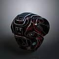 Futuristic Mechanical Weapon Design With Black Red Color Scheme And Intricate Textural Details