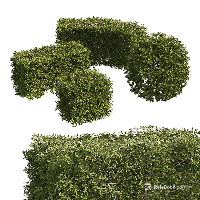 Well Trimmed Green Shrubs In Various Shapes For Garden Landscape Design 3d model 