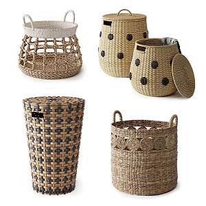 Modern Storage Basket Bamboo Building Woven Basket Clothes Basket Dirty Clothes Basket 3d model