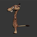 Cute Giraffe Doll 3D Model With Brown White Spots Big Blue Eyes And Outstretched Arms