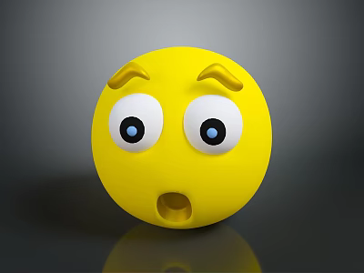 Cute Yellow Surprised Face Emoji Decorative Accessory For Daily Life Supplies 3d model