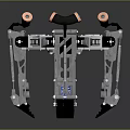 Futuristic SciFi Mechanical Structure With Metallic Frame Copper Components Articulated Legs And Circular Core
