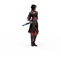 Multiple Characters in Black Purple Outfits Holding Blue Spears With Decorative Armor