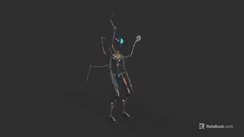 Industrial Robotic Equipment With Multi Jointed Arms And Blue Light Sensors 3d model 