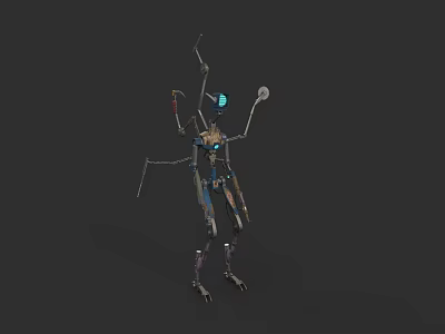 Industrial Robotic Equipment With Multi Jointed Arms And Blue Light Sensors 3d model