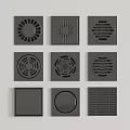 Dark Gray Square Vent Covers With Various Patterns And Decorative Designs 3d model