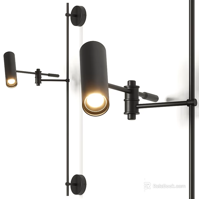 Modern Black Wall Lamps With Adjustable Arms And Warm LED Lighting 3d model