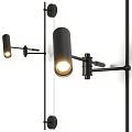 Modern Black Wall Lamps With Adjustable Arms And Warm LED Lighting 3d model
