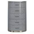 Modern Gray Chest of Drawers with Patterned Front and Metal Handles