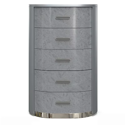 Modern Gray Chest of Drawers with Patterned Front and Metal Handles 3d model
