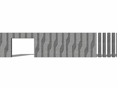 Modern Gray Feature Wall With Geometric Striped Design Square Opening And Side Grilles 3d model