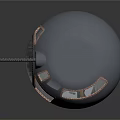 Spherical Metal Weapon With Futuristic Design Transparent Sections And Dual Barrels