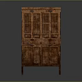 Traditional Wooden Entryway Cabinet Sideboard With Lattice Doors And Carved Design