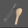 Stainless Steel Scraper And Wooden Spoon Essential Kitchen Utensils For Daily Use