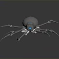 Mechanical Spider With Metallic Body Blue Glowing Accents And Sharp Legs