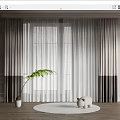 Modern Sheer And Linen Curtains In Neutral Tones For Bright Interior With Potted Plant