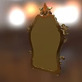 Elegant Golden Mirror With Ornate Carved Frame For Home Interior Decor