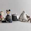 Stuffed Teddy Bear Mickey Mouse Baymax Dog Plush Toys with Striped Pillow Shoes Yarn Ball